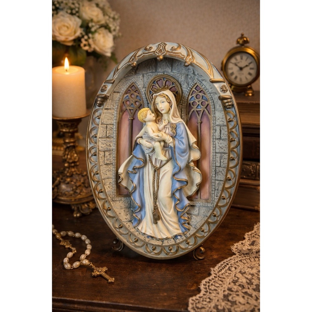 Vintage Bradford Exchange Mary Gracious Mother of Love 3D Wall Plate 1995 Relief